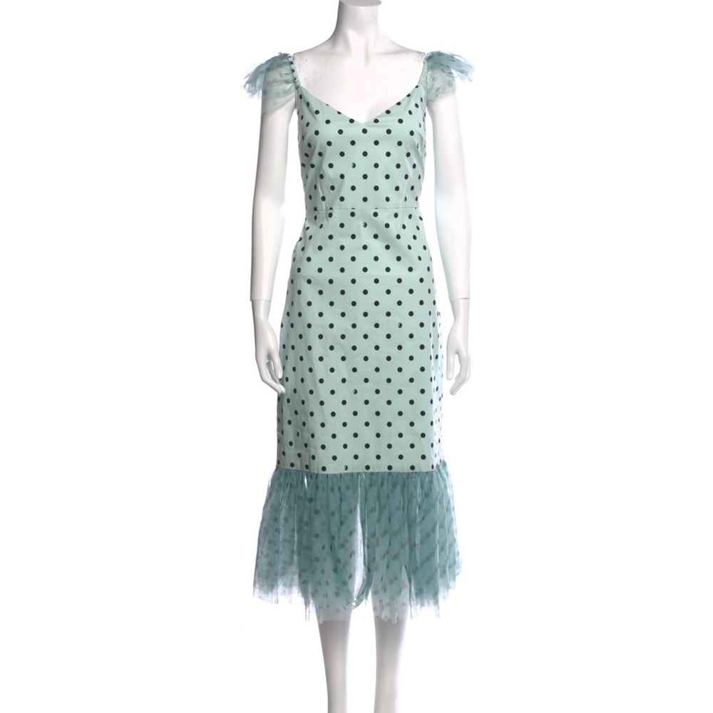 STAUD - Marwa Dress - Polka Dots Light Blue/Green - Size 2